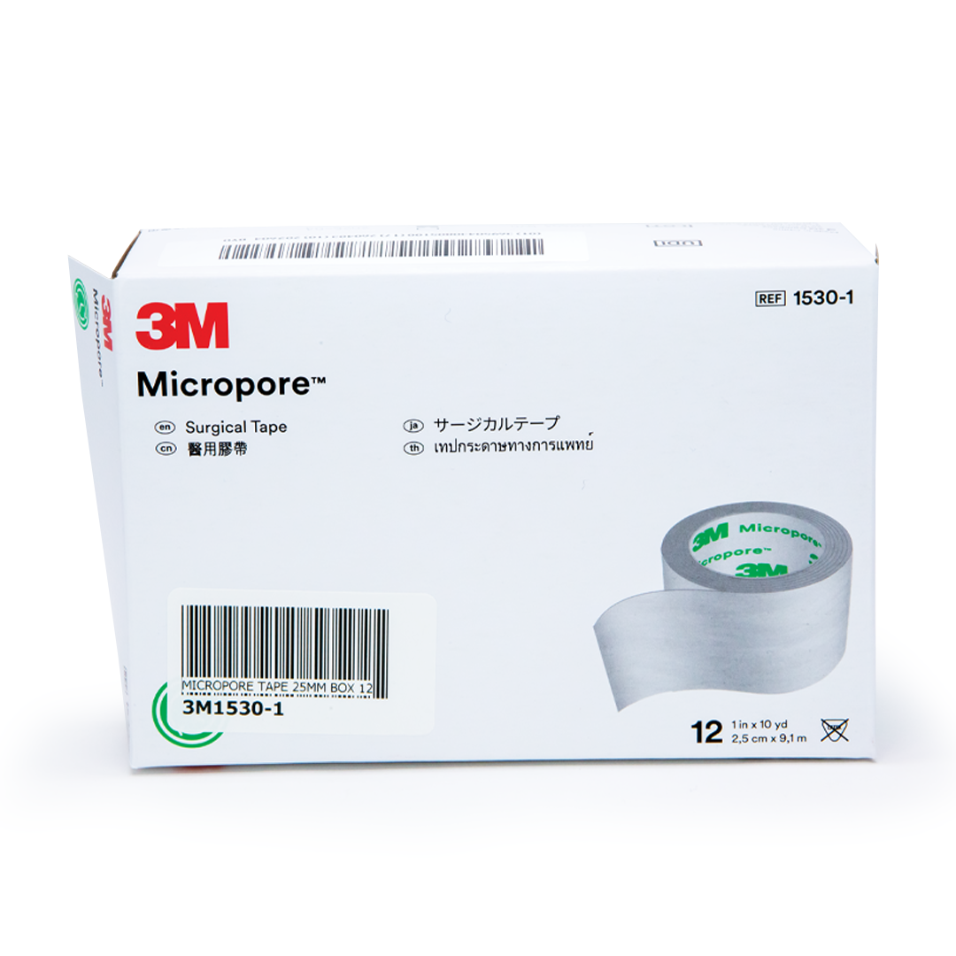 3M1530 1 Micropore Tape 25mm Box of 12 Side1