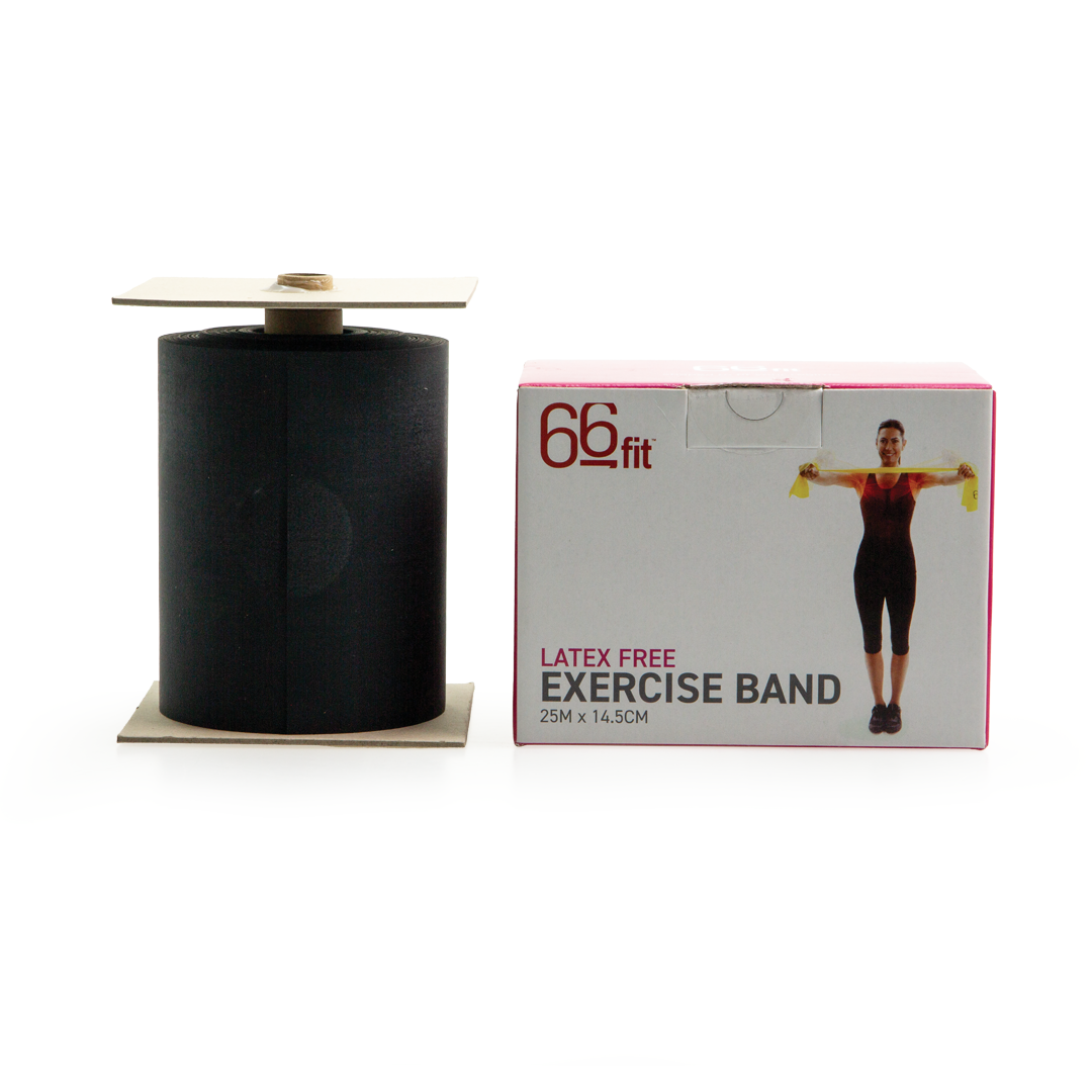 66BANDLF 66fit Band Latex Free 25m Black Product And Package