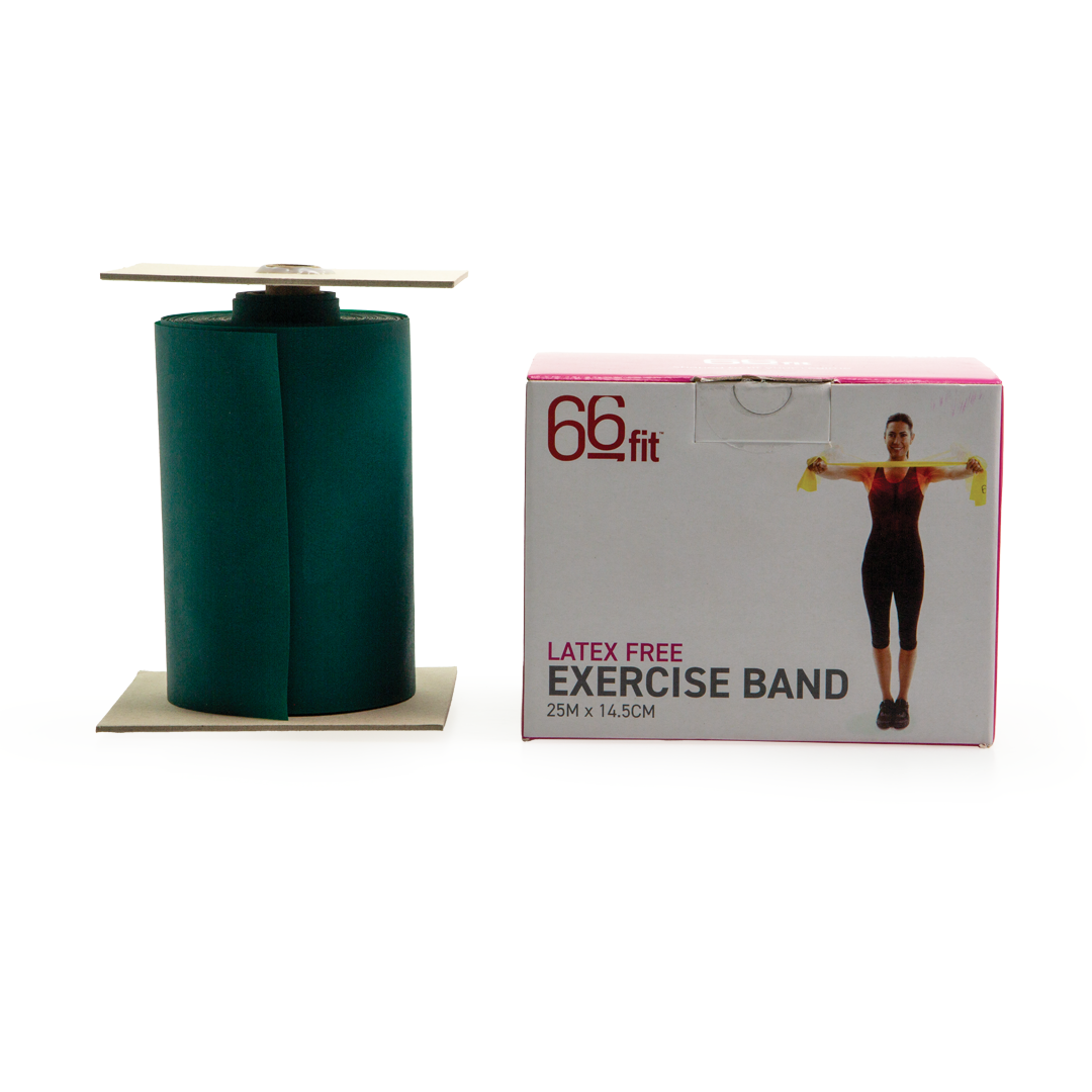 66BANDLF 66fit Band Latex Free 25m Green Product And Package