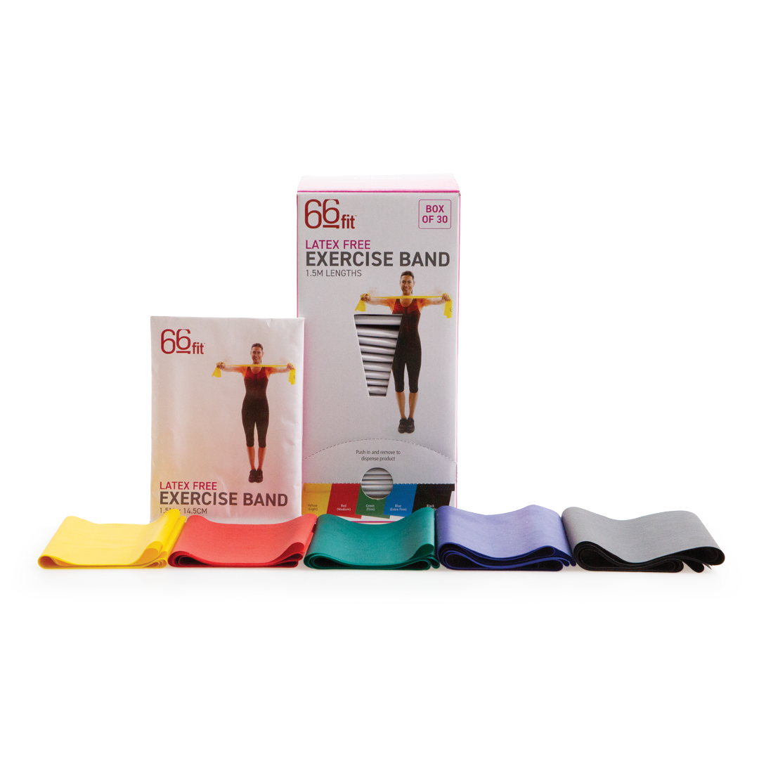 66fit Latex Free Exercise Band – 1.5m Box of 30