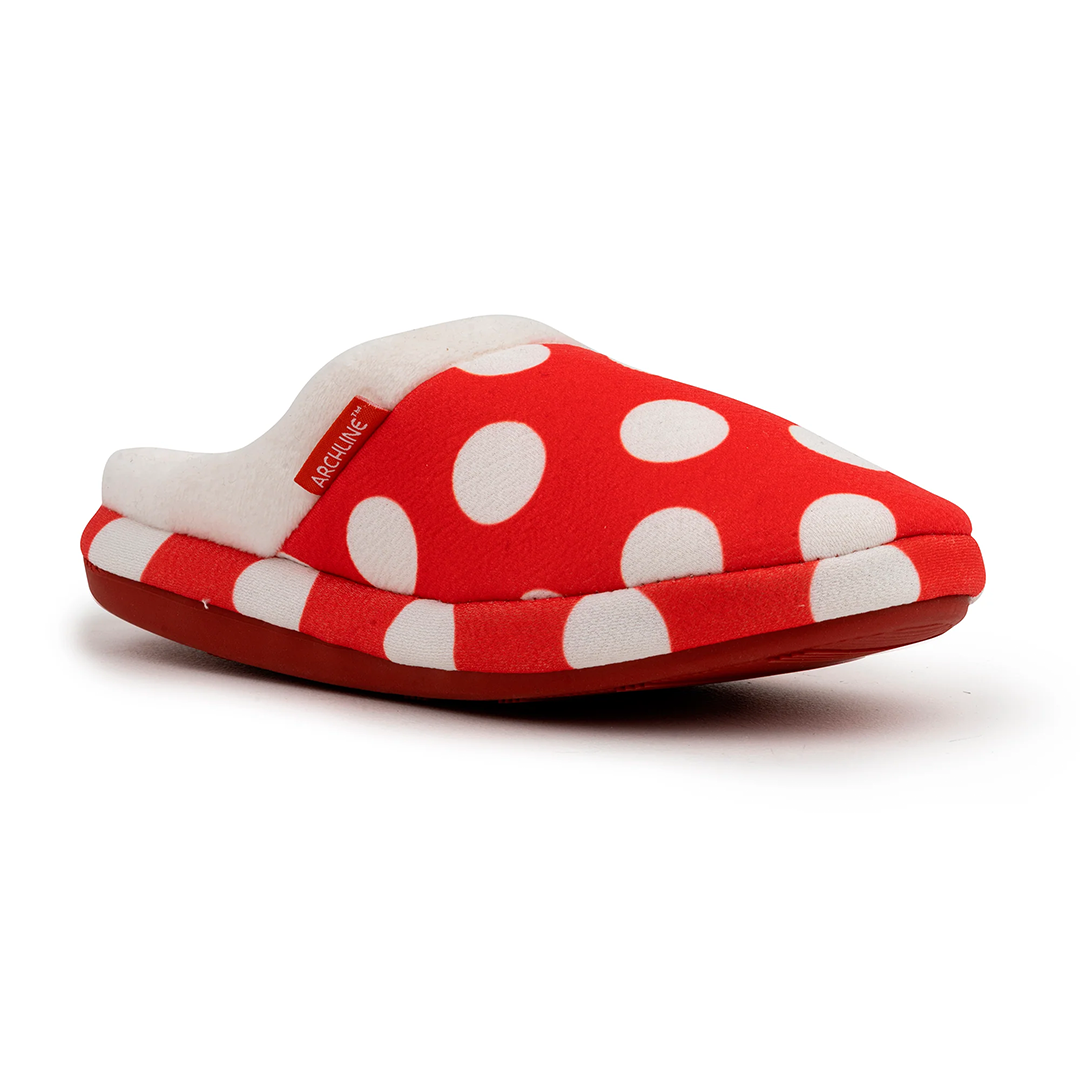 Archline Slippers - Slip On (Orthotic Slippers) Red Polkadot