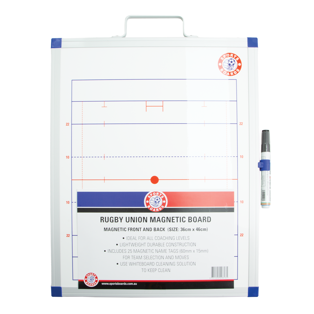 Rugby union magnetic board with pen on a white background