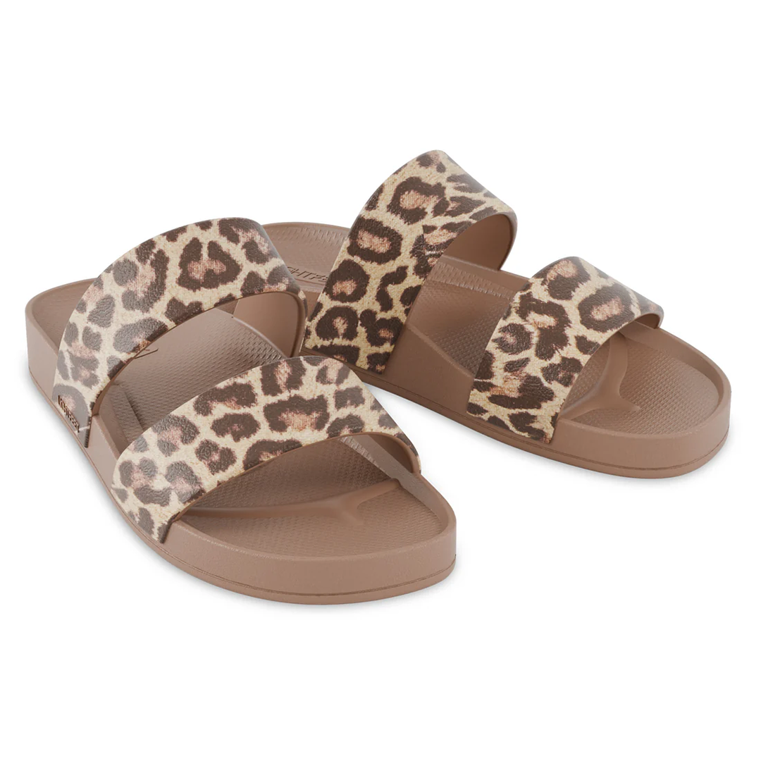 Lightfeet Double Strap Slides - Latte Leopard