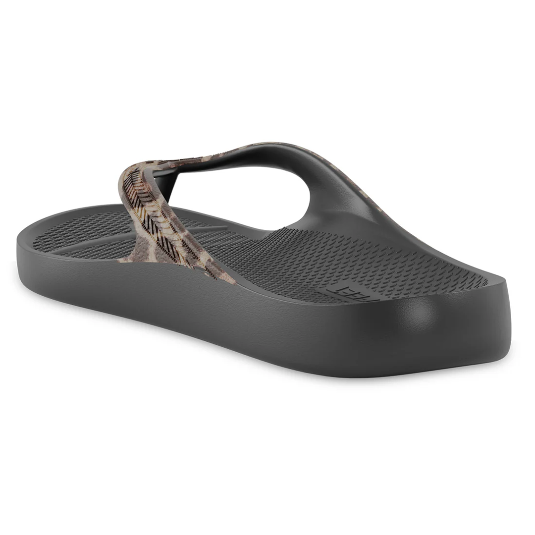 LightFeet Arch Support Flip Flops/Thongs - Black Leopard