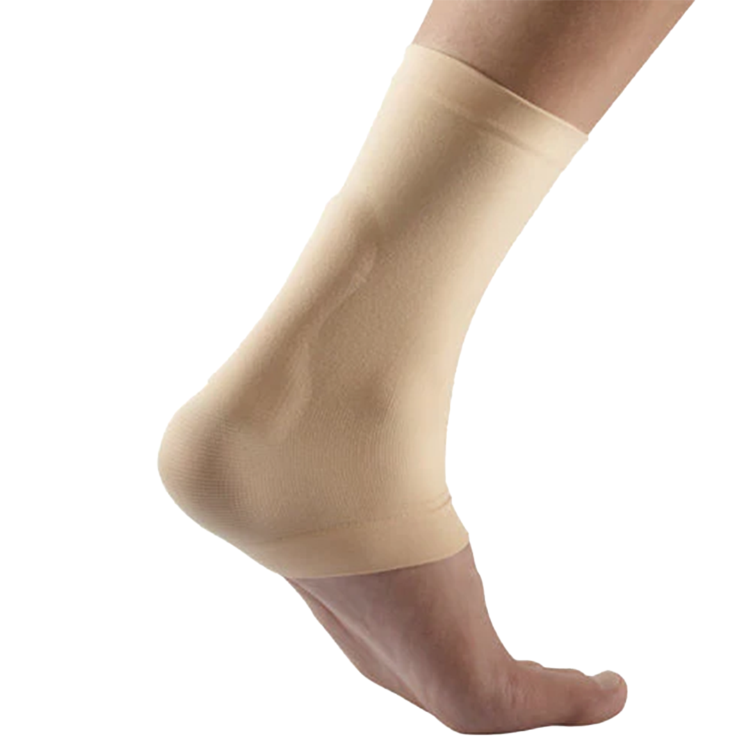 Tan compression sock on a white background