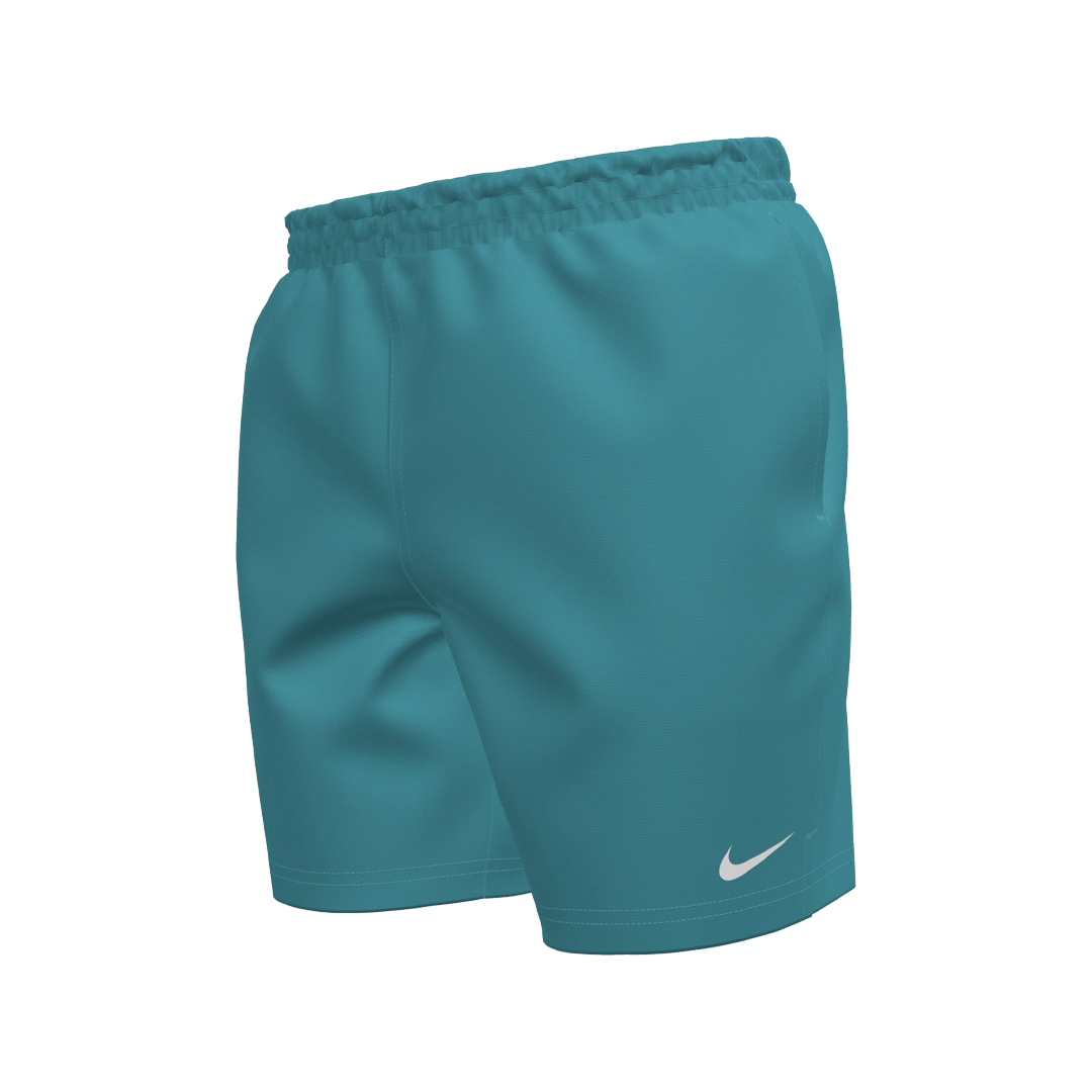 Teal shorts with a Nike logo on a white background