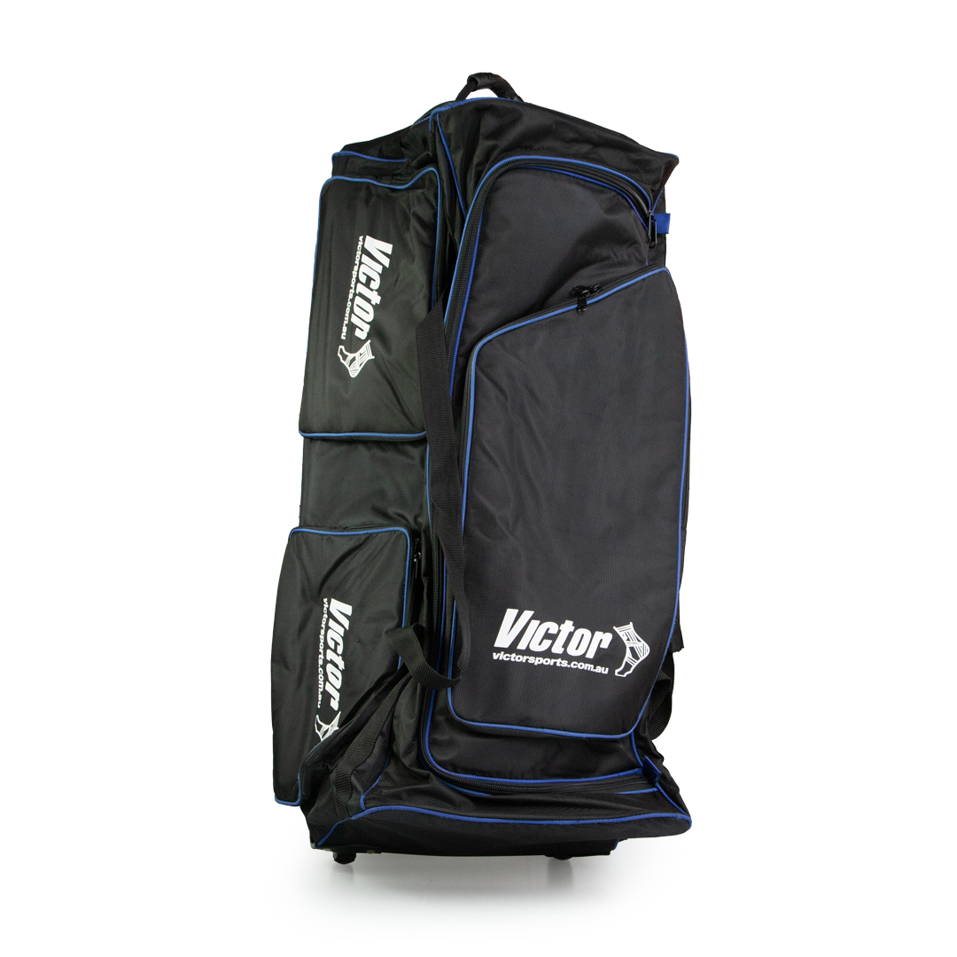 VCRBD Victor Cricket Bag Deluxe Big Carry Bag Blue Black Side Angle