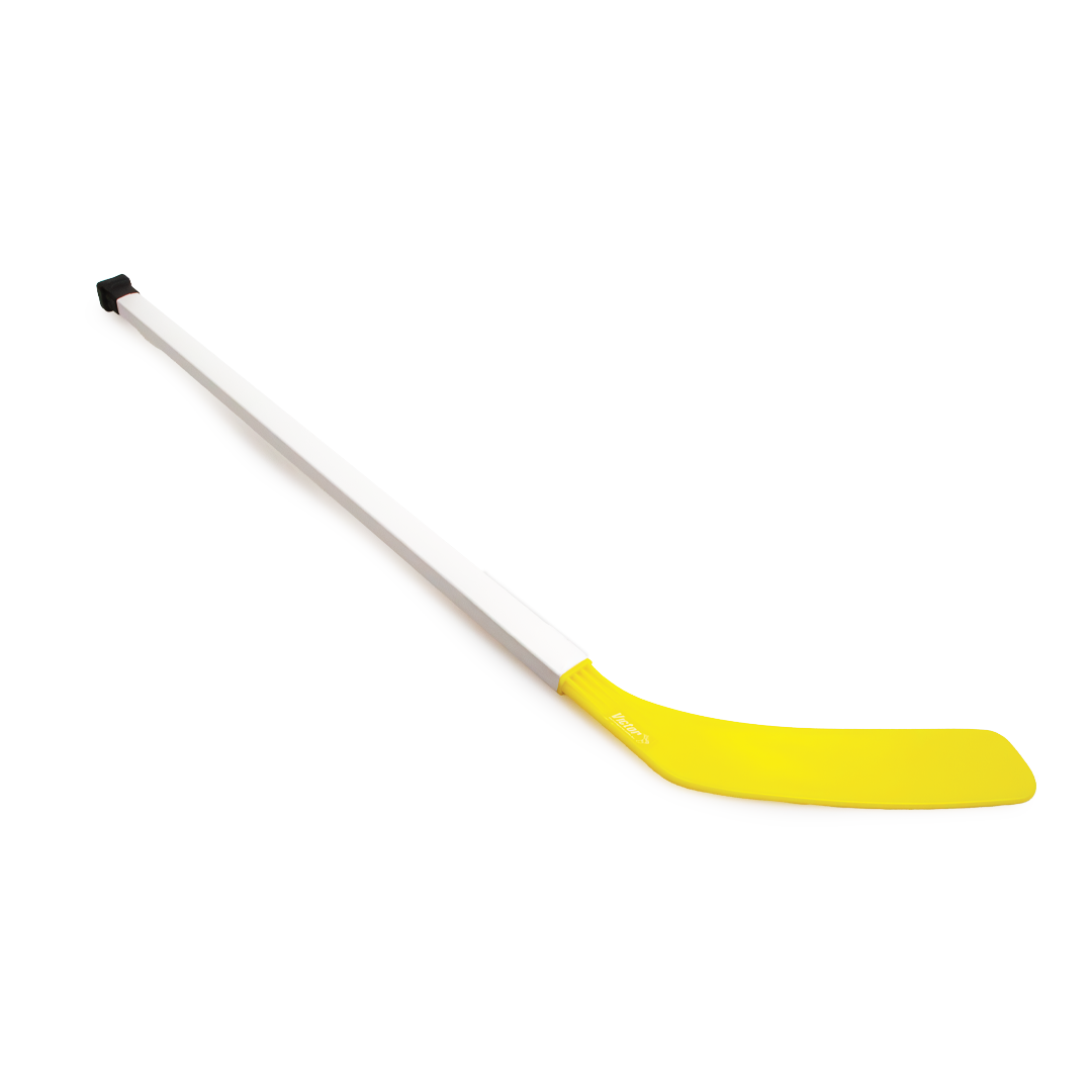 Yellow hockey stick on a white background