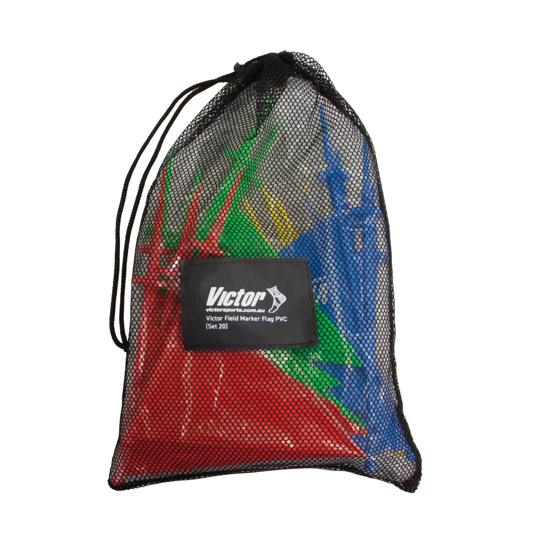VMAFPS20 Victor Field Marker Flag PVC Set 20 Red Yellow Green Blue Bag