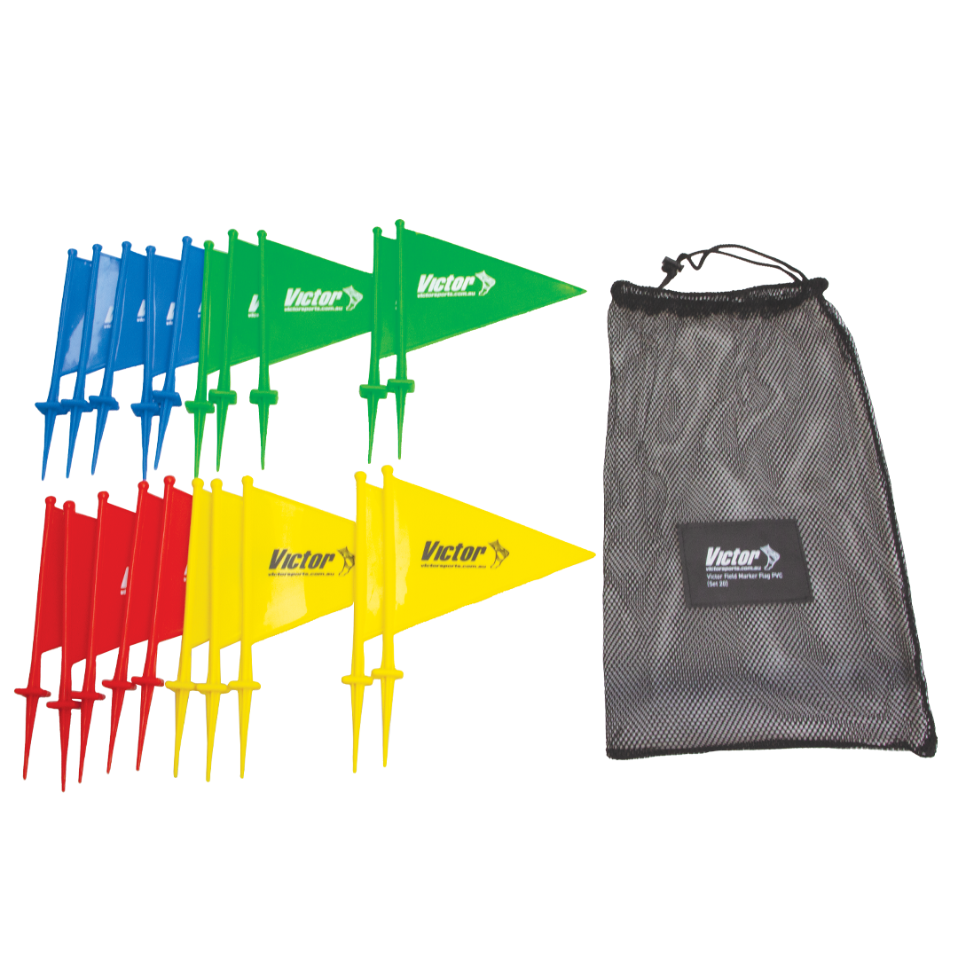 VMAFPS20 Victor Field Marker Flag PVC Set 20 Red Yellow Green Blue With Bag
