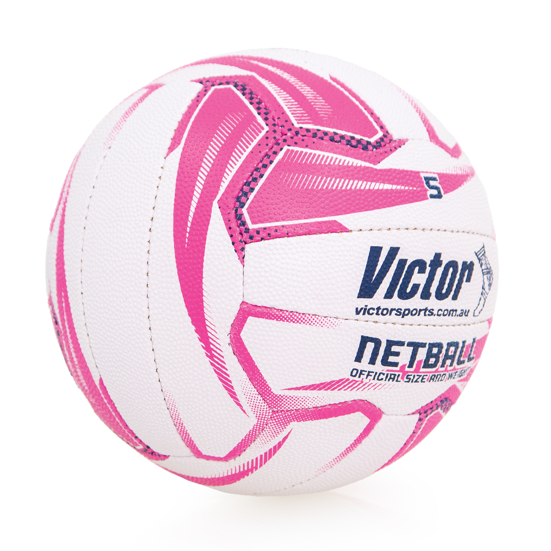 VNBPWH5 Victor Netball Pro Pink And White Side Angle