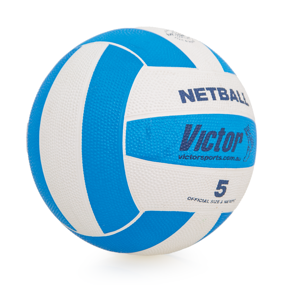 VNBR5 Victor Netball Rubber Blue And White Size 5 Side Angle