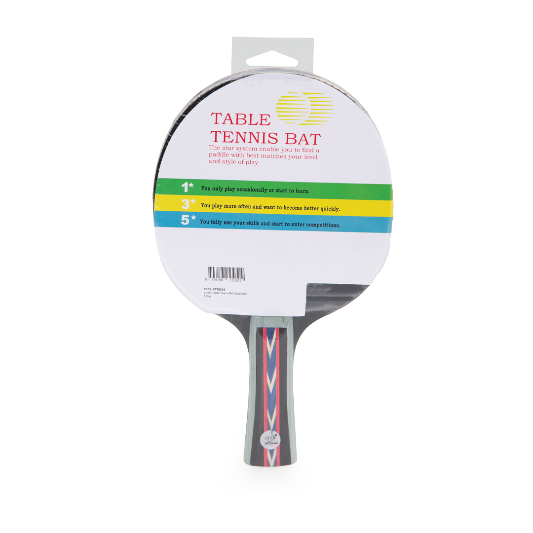 VTTBSS5 Victor Table Tennis Bat Superspin 5 Star Ping Pong Paddle Packaging Back