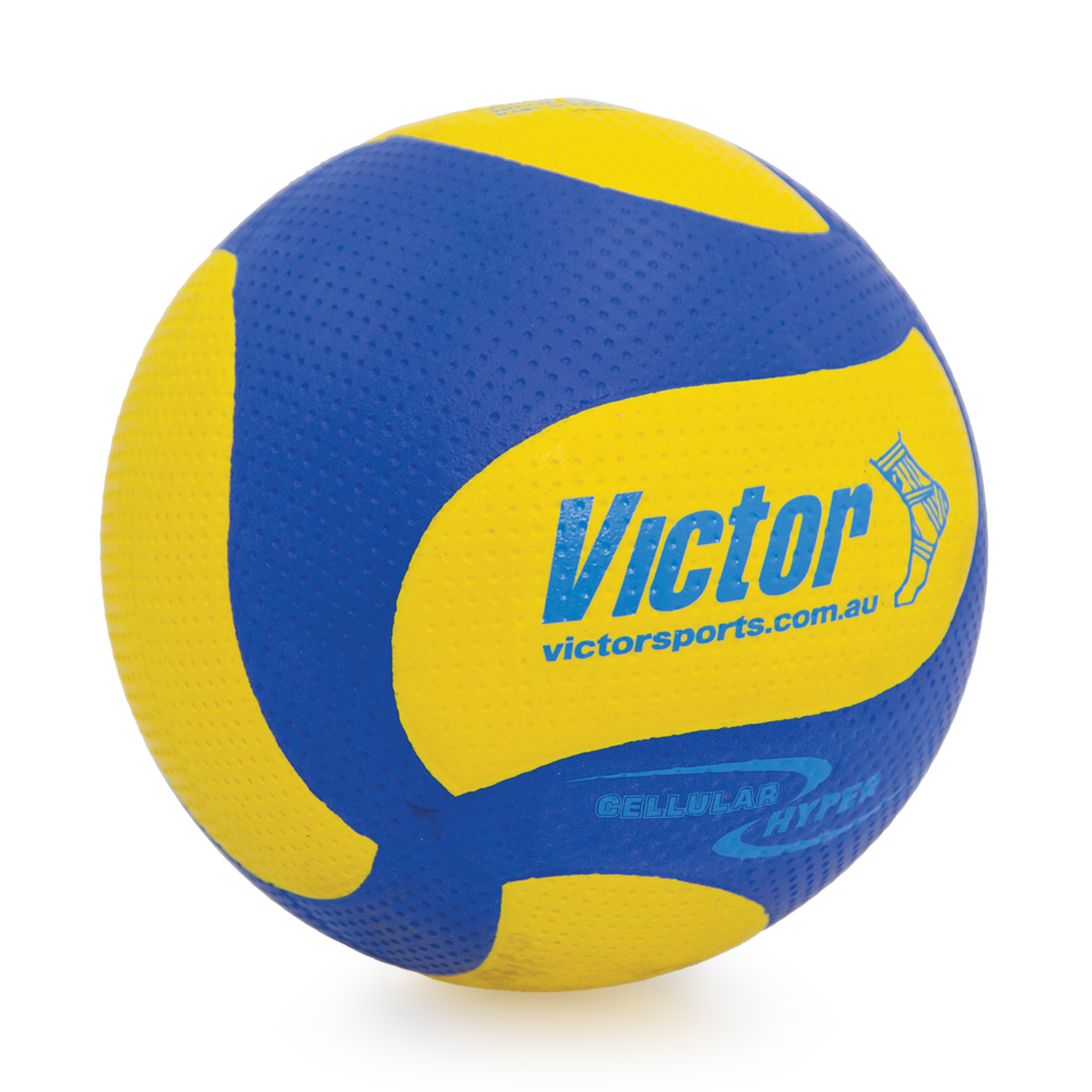 VVBC Victor Volleyball Cellular Yellow Blue Side Angle