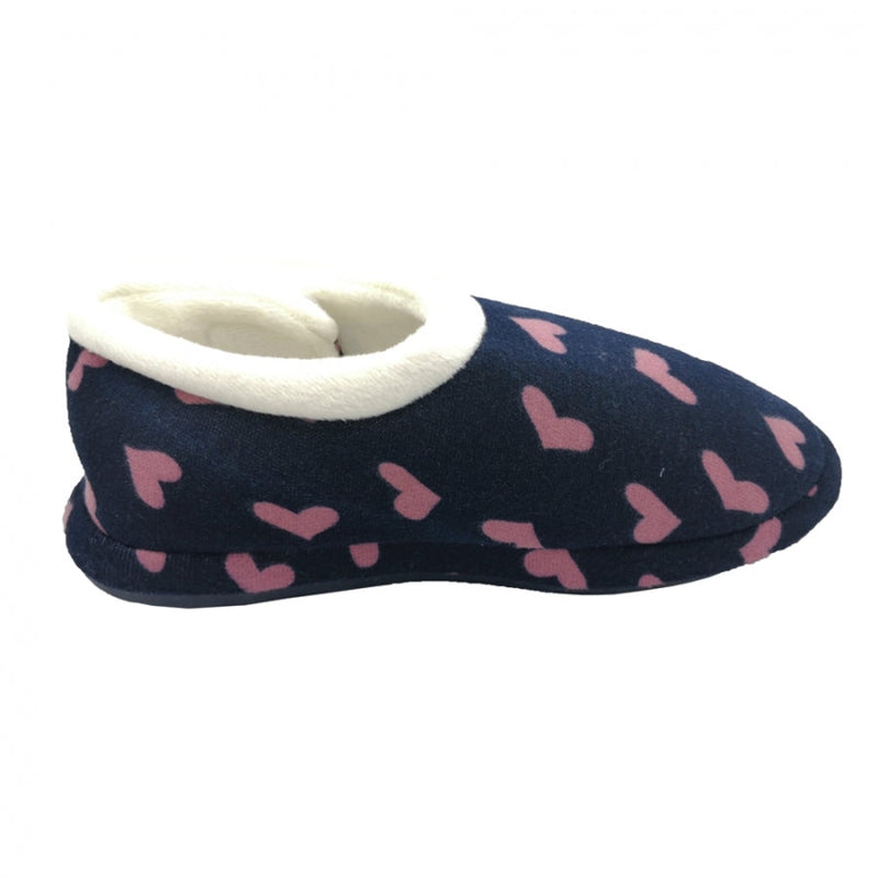 Archline Slippers - Closed (Orthotic Slippers) - Navy With Hearts