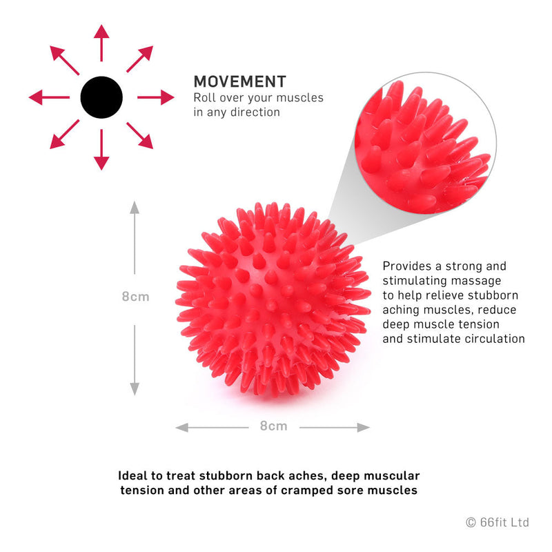 66fit 8cm Hard Spiky Massage Ball - Hard 2Pcs