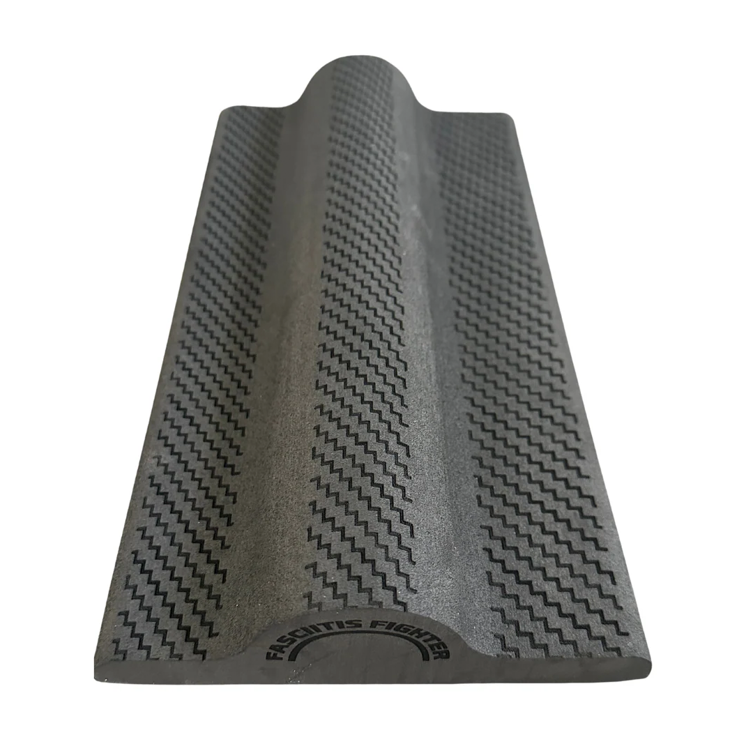 Textured gray mat with a brand logo on a white background