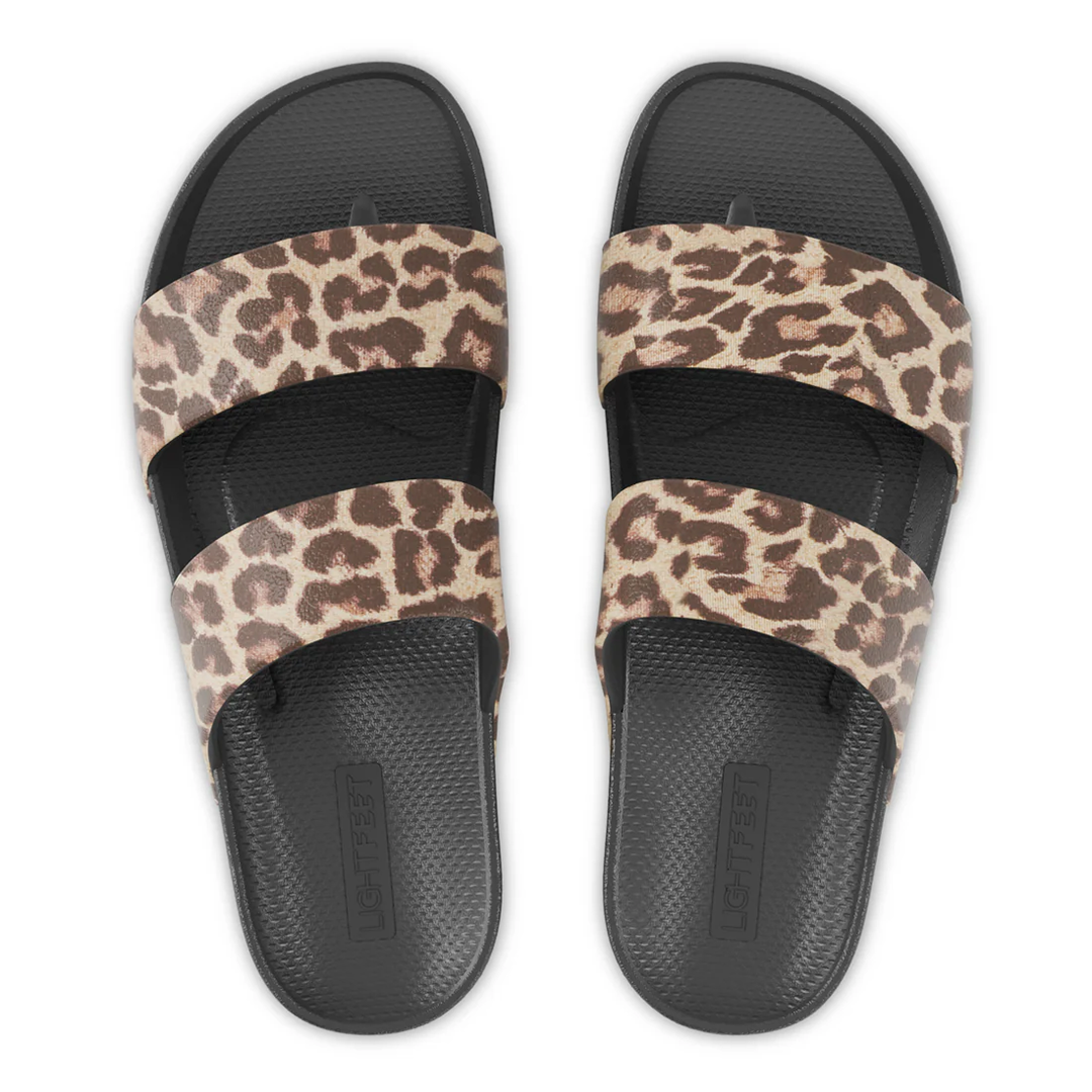 Lightfeet Double Strap Slides - Black Leopard