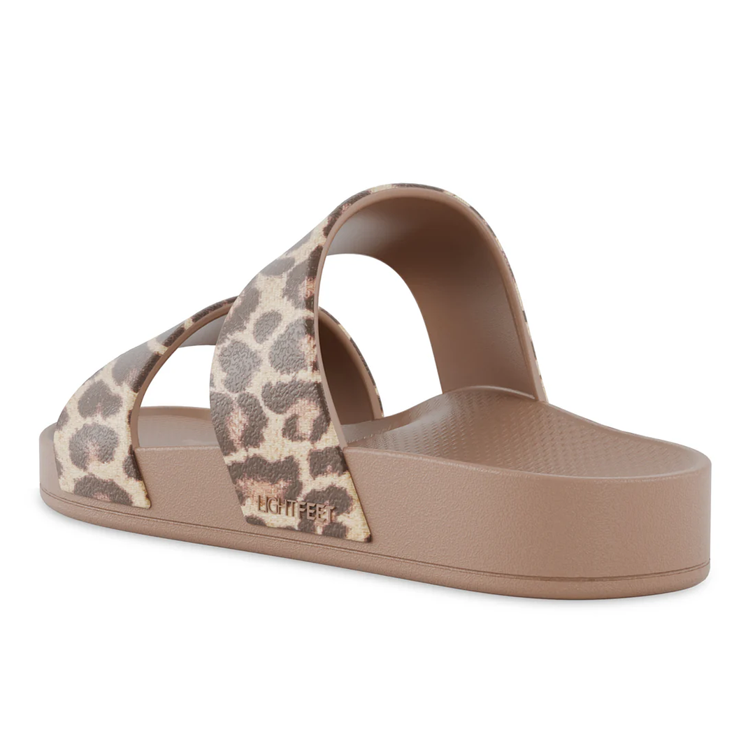 Lightfeet Double Strap Slides - Latte Leopard