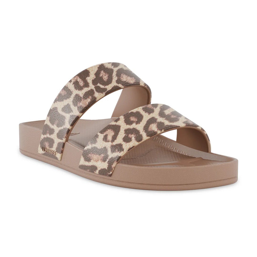 Lightfeet Double Strap Slides - Latte Leopard