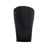 Black compression sleeve with a brand logo on a white background