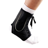 Black ankle support brace on a white background