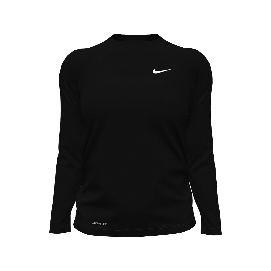 Black long-sleeve shirt with a Nike logo on a white background