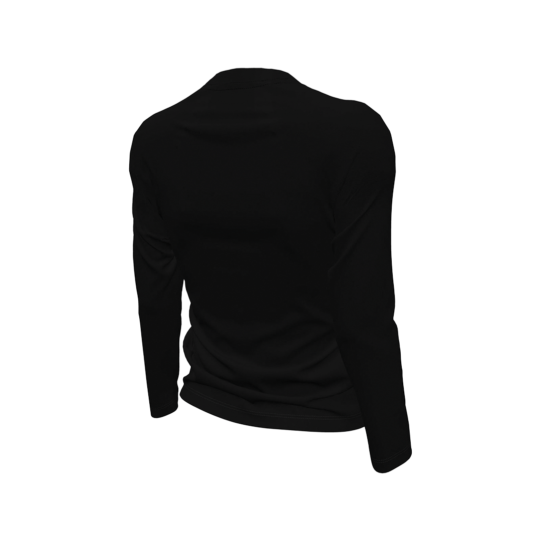 Black long-sleeve top on a white background