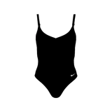 Black swimsuit with thin straps on a white background