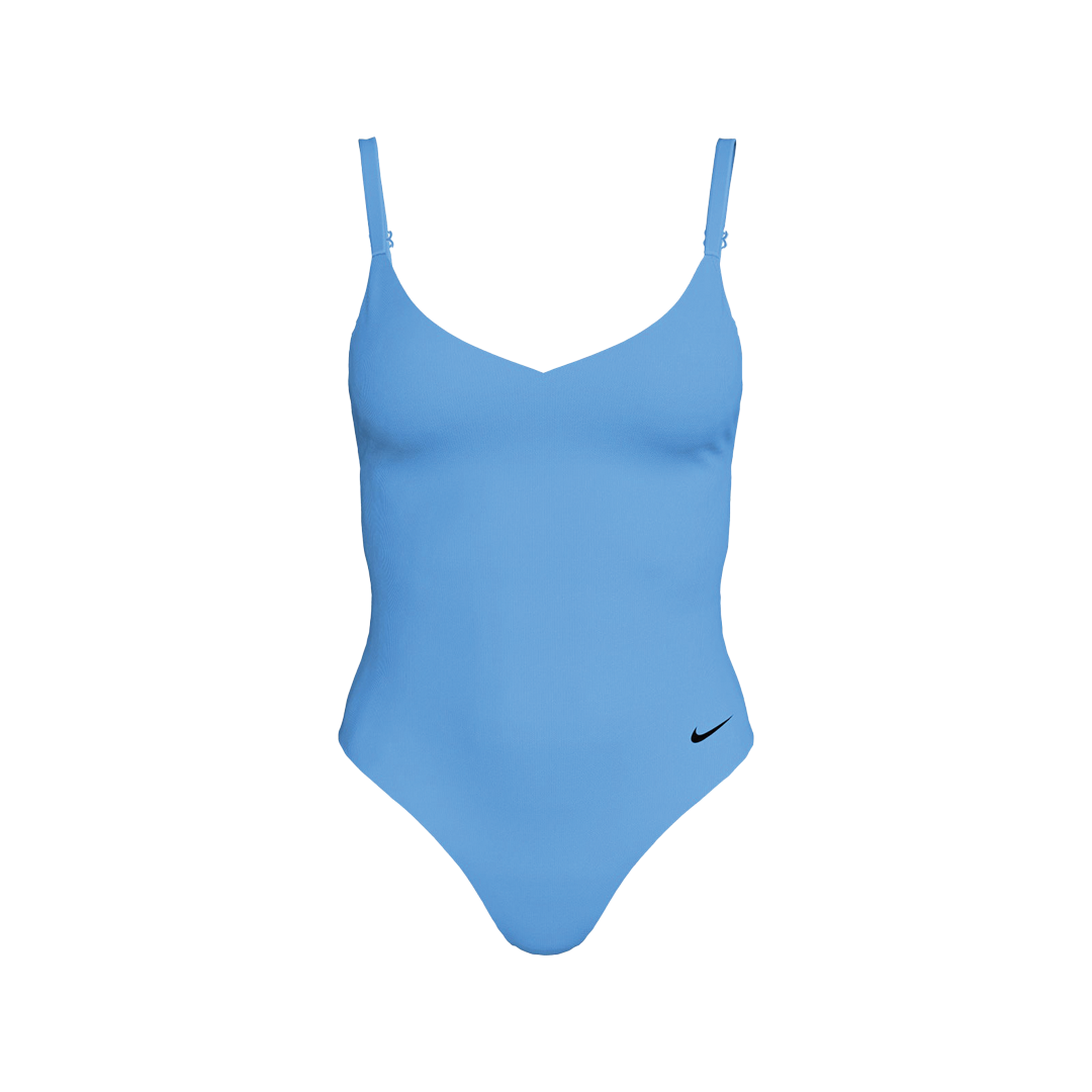 Blue swimsuit with Nike logo on a white background