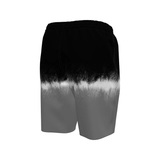 Black to gray gradient shorts on a white background