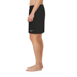 Black Nike shorts worn by a person on a white background