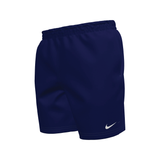 Navy blue shorts with a Nike logo on a white background