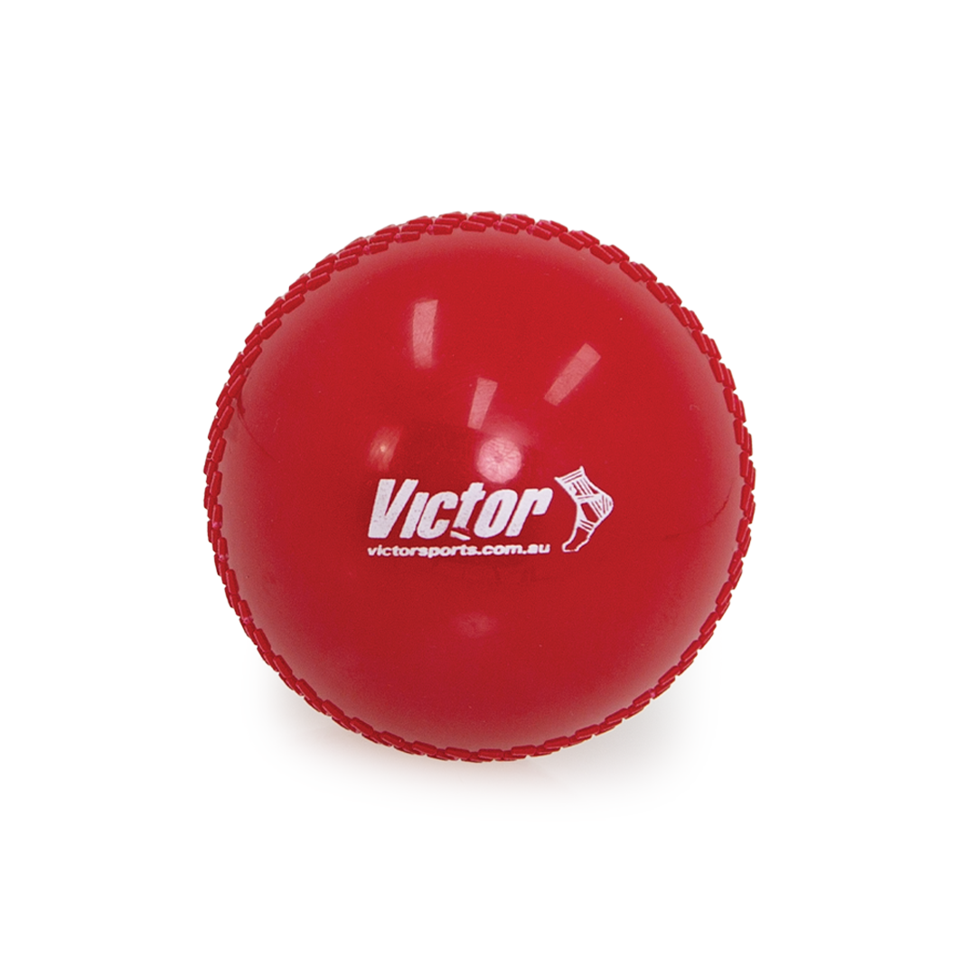 Red sports ball with 'Victor' branding on a white background