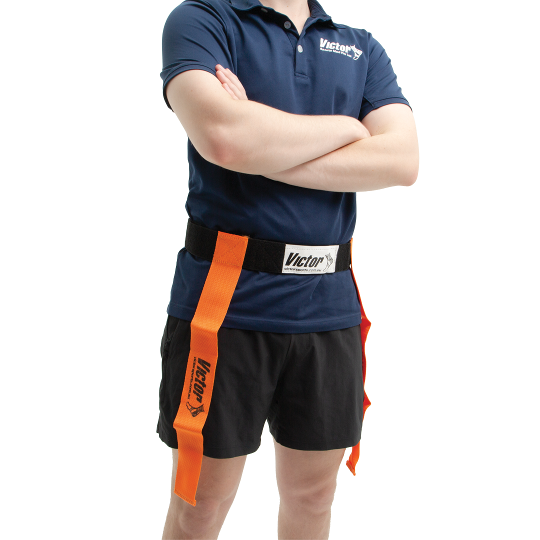 VFGTBOR Victor Tag Belt Orange Modelled