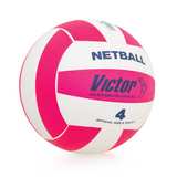 VNBR4 Victor Netball Rubber Pink And White Size 4 Side Angle