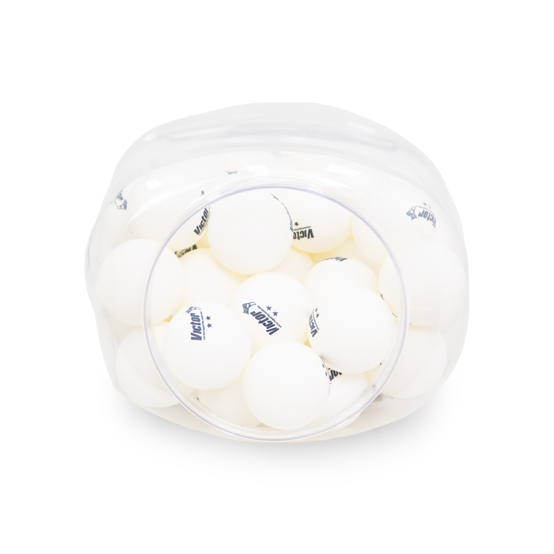 VTTBBW Victor Table Tennis Balls Bucket 5 Dozen Bucket Of 60 White Open Top
