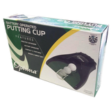 Box of a battery-operated putting cup with Optima branding on a white background
